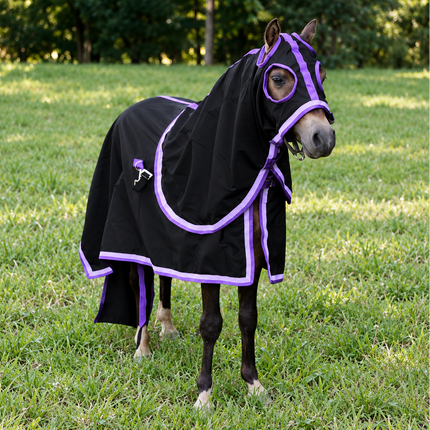 ShowStar ShowSet Hood, Rug + Tailbag - Black with Purple / Lavender trim - 2'6 - 4'6