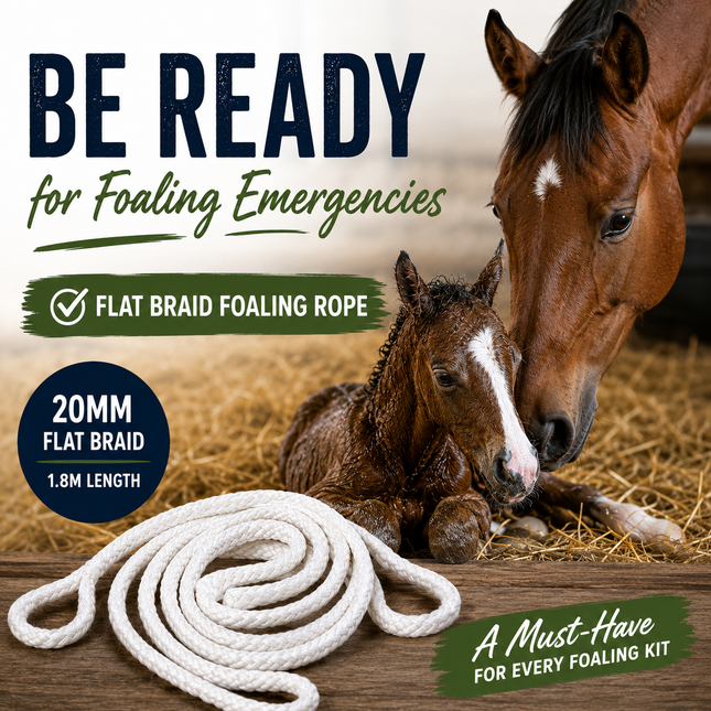 Foaling/Calving Rope 20mm Flat Braid White