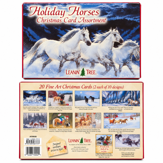 Christmas Card Pack 20 Cards - Holiday Horses Assorted Pack