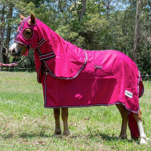 ShowStar ShowSet Hood, Rug + Tailbag - Fuchsia with Black Trim - 2'6 - 4'6