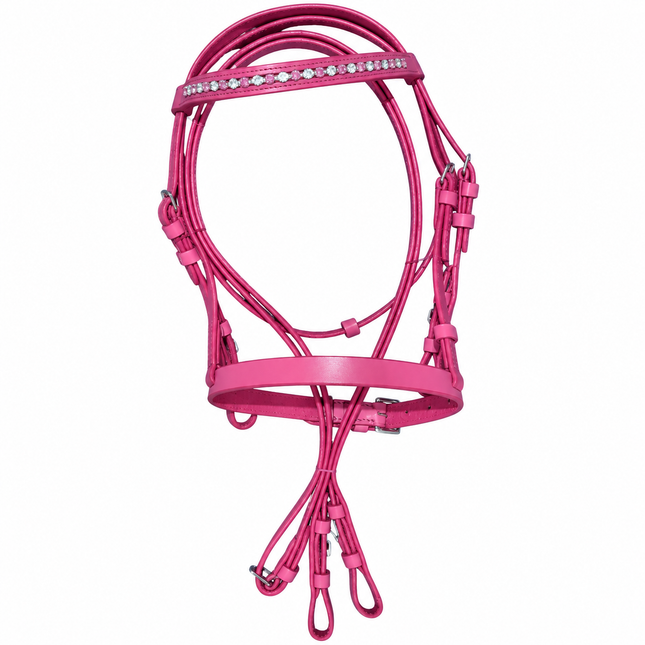 ShowStar Miniature Horse Bridle - Razzleberry Pink