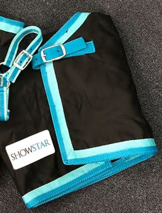 ShowStar ShowSet Hood, Rug + Tailbag - Black with Teal Trim - 2'6 - 4'6